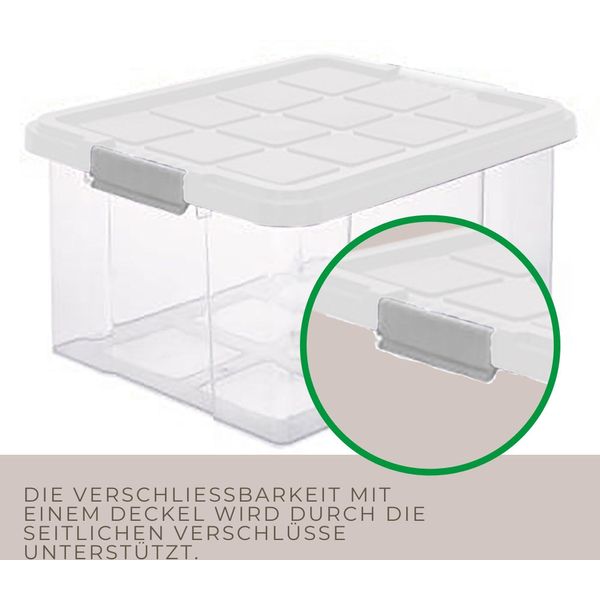 Novaliv 8 Pezzi Set Economico Di Scatole Di Stoccaggio Con Coperchio Trasparente 2X80 L + 2X 15L + 4X 5L Scatole A Rotolo Impilabili Con Chiusura A Clip Senza Bpa-image