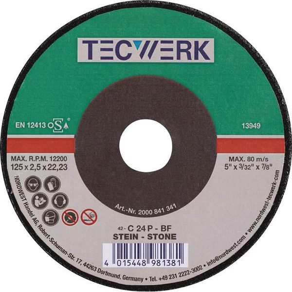 Disco Da Taglio Pietra D125X2,5 Mm Pietra A Gomito Foro 22,23 Mm-image