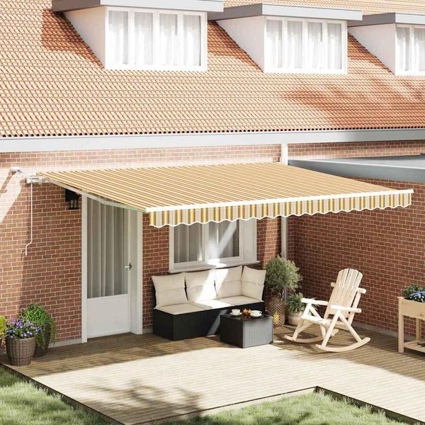 Vidaxl Tenda Da Sole Retrattile Multicolore 450 X 300 Cm Tessuto E Metallo-image
