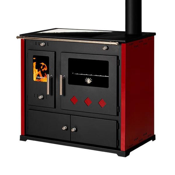 Cucina A Legna Practik Lux Eco Bordo – 9,5 Kw, Con Forno E Piano Cottura In Vetrovetroceramica, Apertura A Sinistra – Classe A+-image