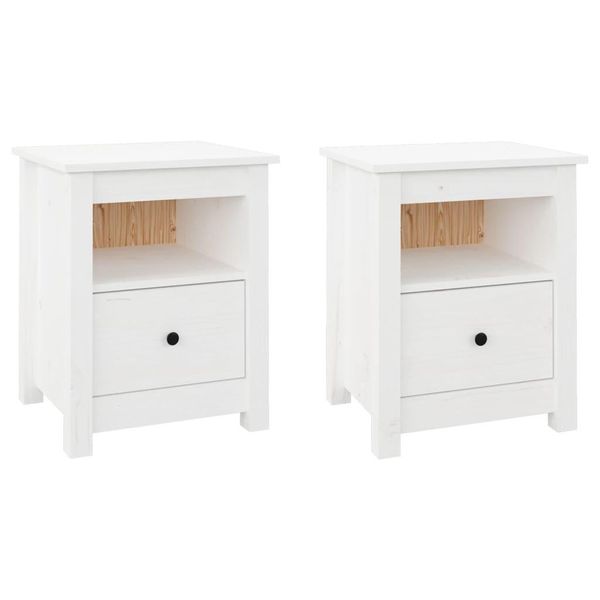 Syfax™ Comodini 2 Pz Bianchi 40X35X49 Cm In Legno Massello Di Pino-image