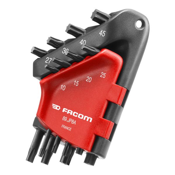 Facom Winkel-StiftschlüSsel Abtriebe Tx Lang Satz Im Klapphalter, 8-Tlg. (89S.JP8A)-image