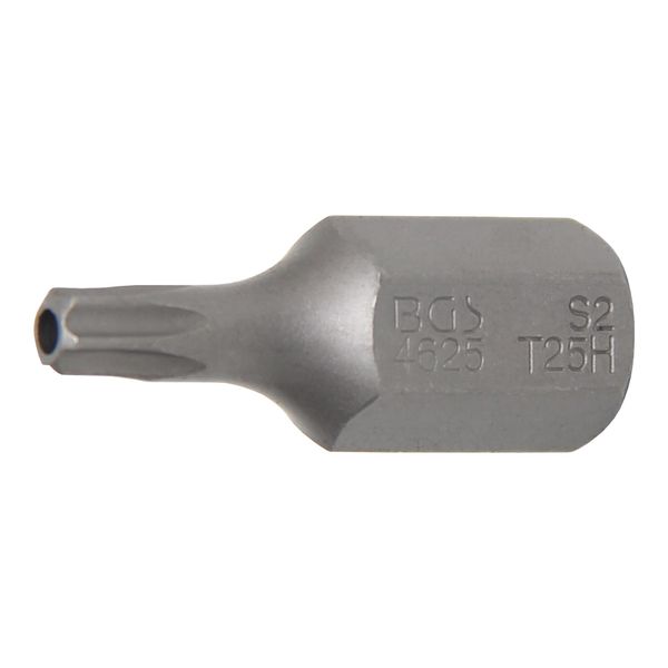 BGS Bit 4625, LäNge 30 Mm, Antrieb AußEnsechskant 10 Mm (3/8"), T-Profil (FüR Tx) Mit Bohrung T25 ; BGS Technic)-image