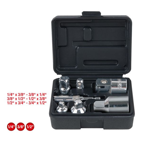 KS Tools 1/4"+3/8"+1/2"+3/4" Chromeplus VergrößErungs- Und Reduzieradapter-Satz, 7-Tlg. (918.0707)-image