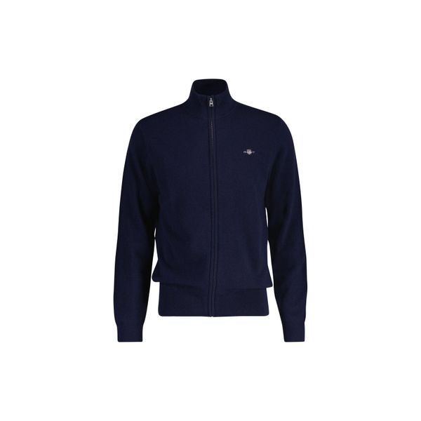 Sweatshirt Gant "Strickjacke Extrafine Lambswool Zip Cardigan", Herren, Gr. Xxl, Blau, Obermaterial: 90% Wolle Nzw. 10% Polyamid Pa., Sweatshirts Sweatshirt-image