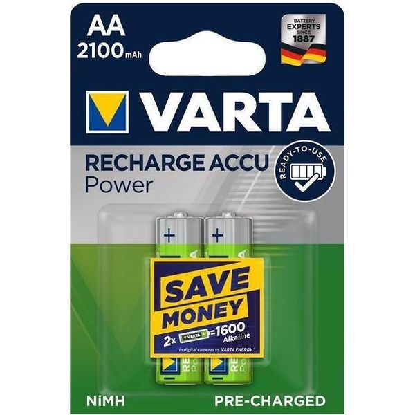 Varta Ready2Use Aa Mignon Batteria Ricaricabile Ni-Mh 1,2V / 2100Mah Confezione In Blister Da 2 Pezzi-image