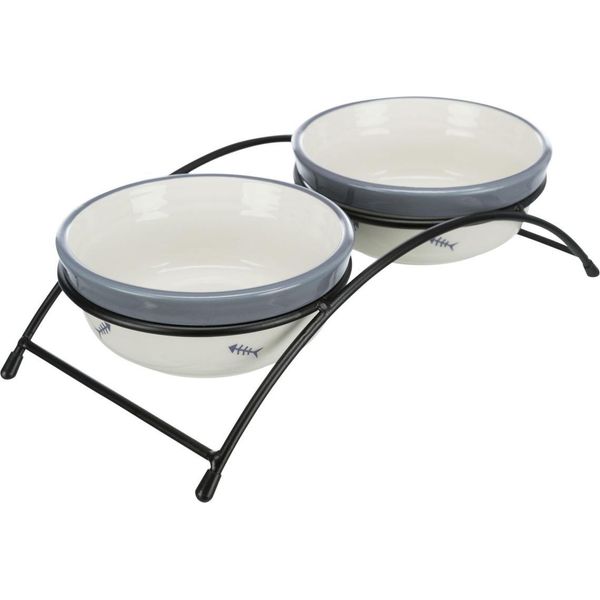 Set Ciotole 2 × 0,3 L/ø 12 Cm/26 × 7 × 14 Cm Bianco/Azzurro-Grigio-image