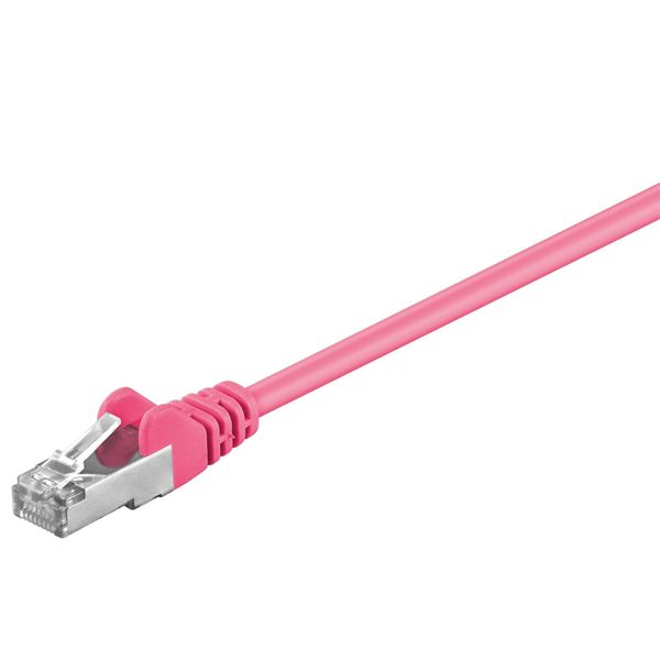 Goobay 93423 Cavo Patch Cat 5E, F/Utp, Magenta, 1 M - Miscela Di Rame Cca-image