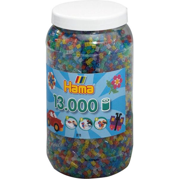 Hama 267-1154 Perline Midi Da Stirare Glitter Mix 13000 Pezzi Latta-image