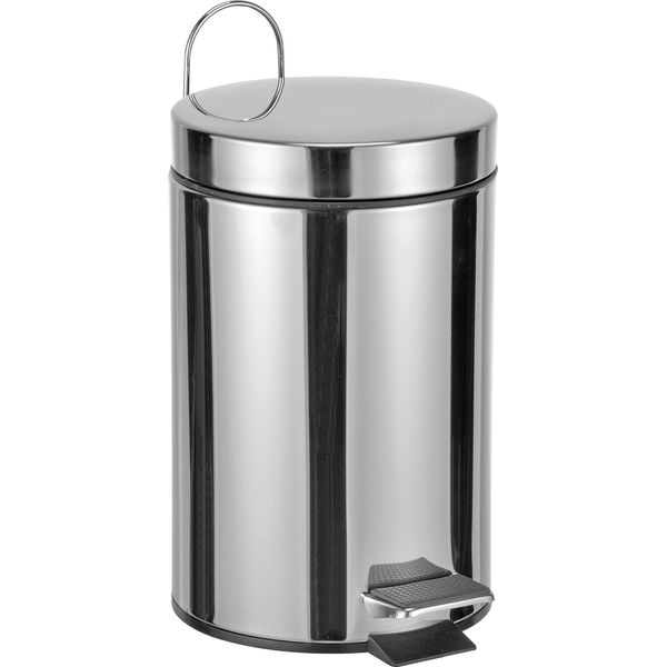 Hi 39007 Cestino Per Cosmetici A Pedale In Acciaio Inox Lucido, 3 Litri, H 25 Cm, ø 17 Cm, Argento-image