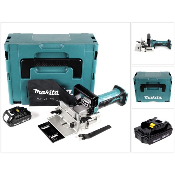 Makita Dpj 180 Y1J Fresatrice Intestatrice A Batteria 18 V + 1X Batteria 1,5 Ah + Valigetta Makpac - Senza Caricabatterie-image