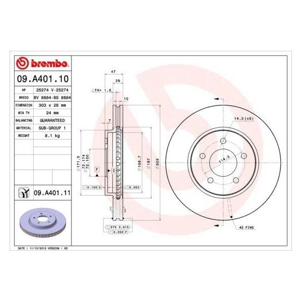 2X Disco Freno Brembo 09.A401.11-image
