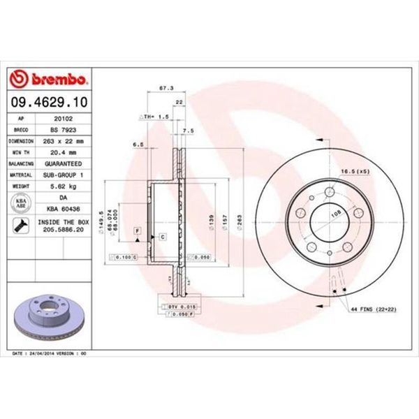 2X Brembo 09.4629.10 Disco Freno Asse Anteriore-image