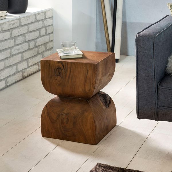 Finebuy Tavolino FB43540 Sheesham In Legno Massiccio 30X45X30Cm Tavolino Decorativo Rustico Tavolino Da Fiori Tavolino In Legno Tavolino Da Divano Marrone|Piccolo Legno Reale-image