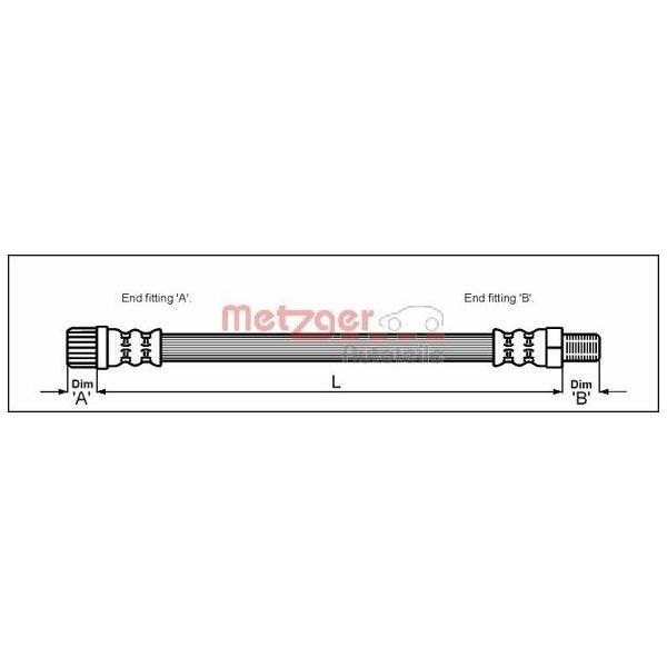 Metzger 4113259 Tubo Freno Per Peugeot 405 I (15B) 405 Ii (4B) 405 Ii Break (4E) 405 I Break (15E)-image