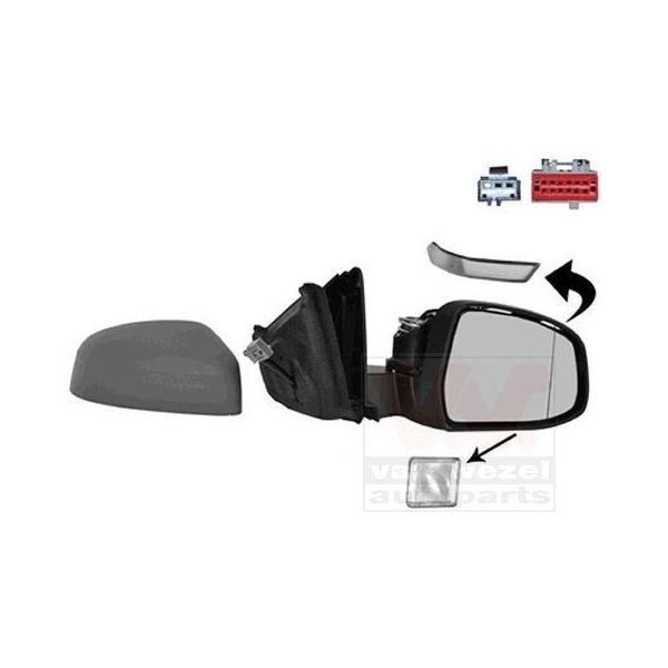 Van Wezel 1882826 Specchietto Retrovisore Esterno Destro Per Ford Mondeo Iv Turnier (BA7) Asferico Riscaldato Con Memoria Primerizzato-image