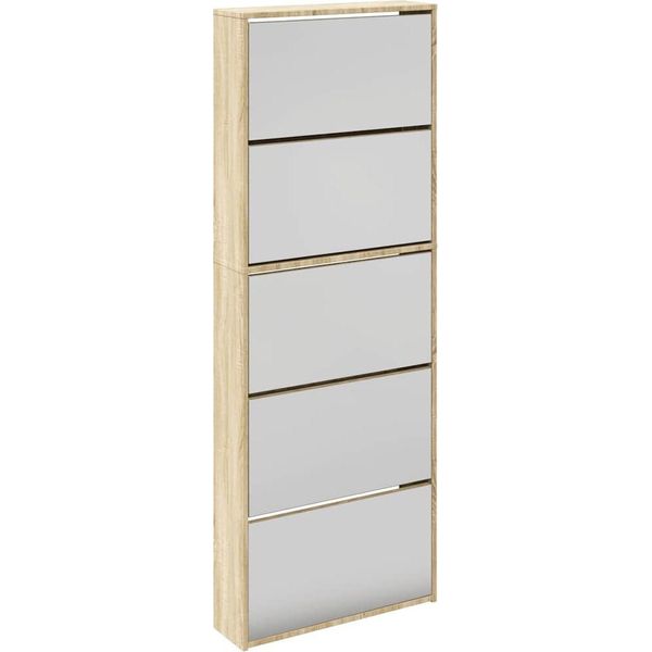 Vidaxl Scarpiera Con 5 Scomparti A Specchio In Rovere 63X17X169,5 Cm-image