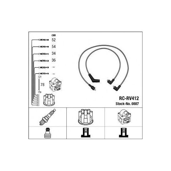 Ngk 0887 Set Cavi Di Accensione Set Cavi Di Accensione Per Rover 200 Hatchback (Xw)-image