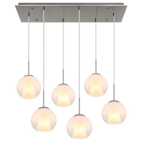 Globo Lighting HäNgeleuchte "Barry", Nickel Matt, 6, H: 120Cm, 1 Stk., Leuchten, HäNgelampe/Pendelleuchte/Esszimmer/Wohnzimmer/Esstisch, HäNgeleuchte-image