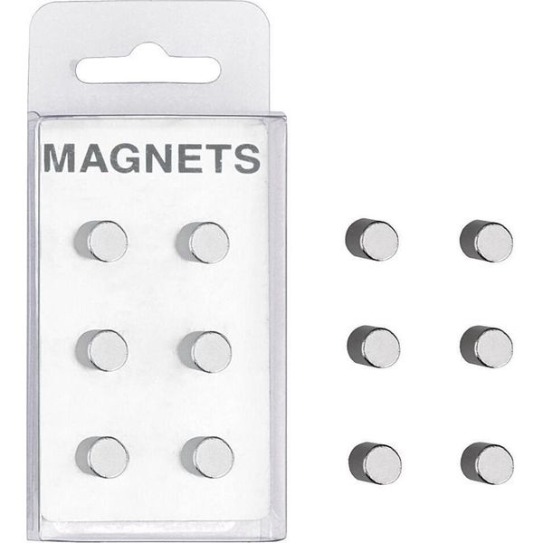 Zeller Present 11224 Magneti, Extra Forti, Ø 0,8 Cm, Argento (Confezione Da 6)-image