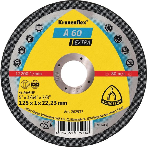 Disco Da Taglio A 60 Extra D115X1Mm Ger.Inox Bohr.22,23Mm Klingspor-image