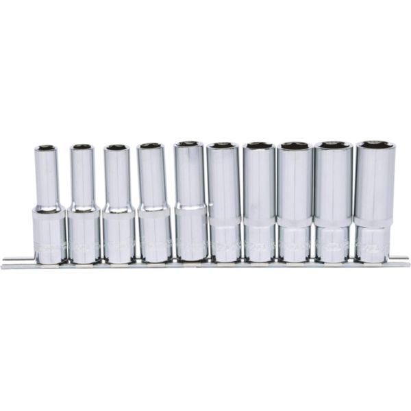 Ks Tools 1/2" Chromeplus Set Di Bussole Esagonali, Lunghe, 10 Pezzi 10-19 Mm"-image