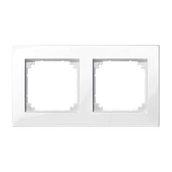 Merten 503219 Cornice M-PLAN Ii, A 2 Ingressi, Da Incasso, Bianco Polare Lucido-image