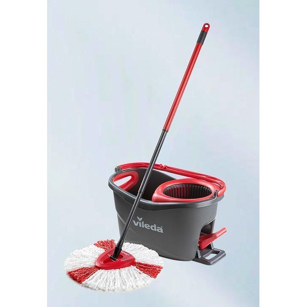 Set Di Mop Vileda Turbo Easy Wring & Clean Con Centrifuga E Pedale, Colore Grigio-image
