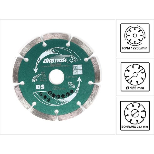 Makita Diamak Disco Di Taglio Diamantata Per Pietra / Calcestruzzo 125 X 22,23 Mm - 1 Pz ( D-61139 )-image