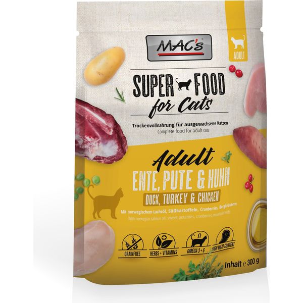 Mac's Cat Cibo Secco Adult Anatra, Tacchino & Pollo 300G-image