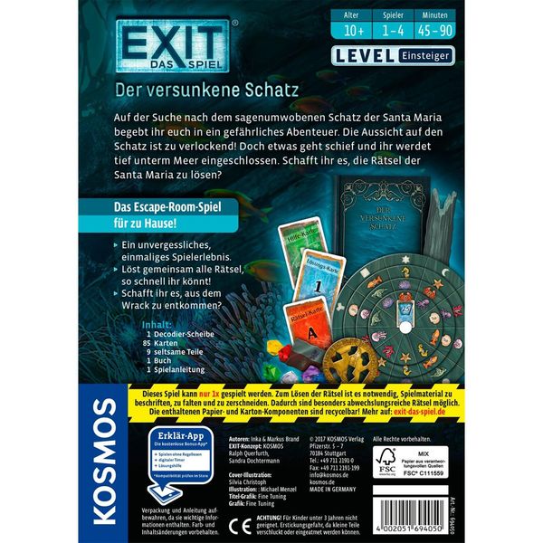 Kosmos 694050 Kosmos Exit - Il Gioco: Il Gioco Della Stanza Di Fuga Del Tesoro Sommerso-image