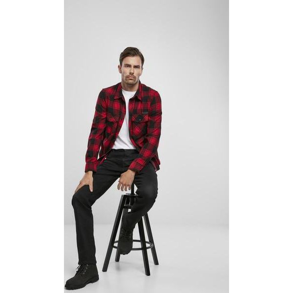 Brandit - Camicia Flanell A Quadri Schwarz / Rot - 7XL-image