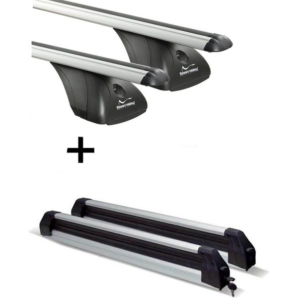 Portapacchi Vdp + Porta Sci / Porta Snowboard / Porta Sci Silver Ice Estensibile Compatibile Con Opel Calibra 3 Porte 1990-1997-image
