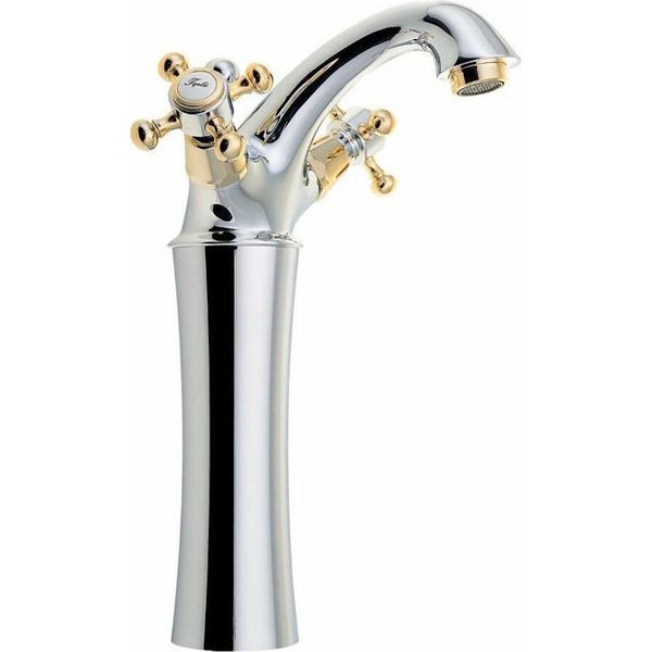 Sapho Reitano Rubinetteria Antea - Miscelatore Per Lavabo A Parete Con Bocca Di Erogazione, Altezza 245 Mm, Cromo/Oro 3172L-image