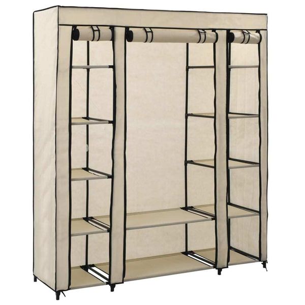 Vidaxl Armadio In Tessuto Con Scomparti Appendiabiti Crema 150X45X176Cm-image
