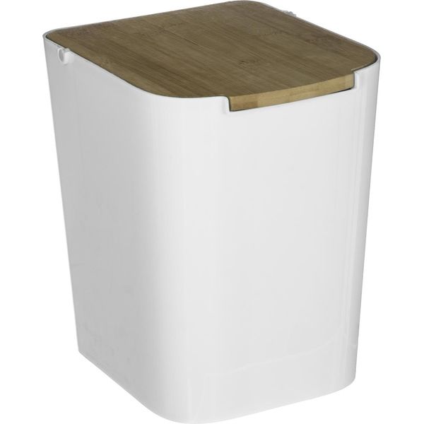 5 Five Simply Smart - Cestino Per Rifiuti Con Coperchio In Bambù 5L "NaturéO"" Bianco"-image