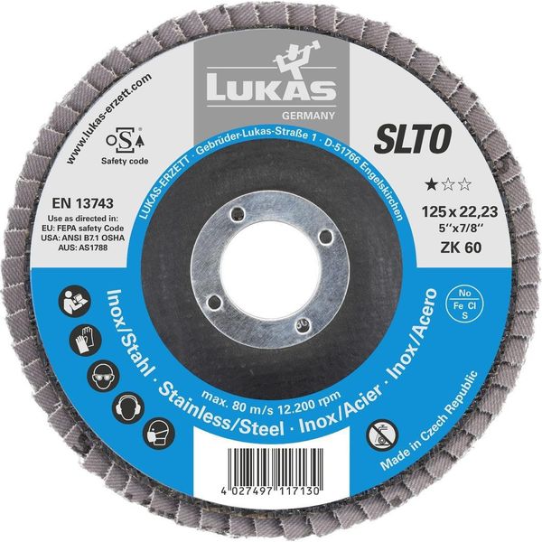 Lukas 10X Disco Lamellare Sltr Universale Ø 125 Mm Ossido Di Zirconio Alluminio Grana 120 | Angolato-image