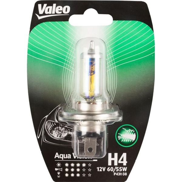 Valeo H4 Lampadina Singola Per Auto 12V 60/55W Aqua Vision P43T-38 Base-image