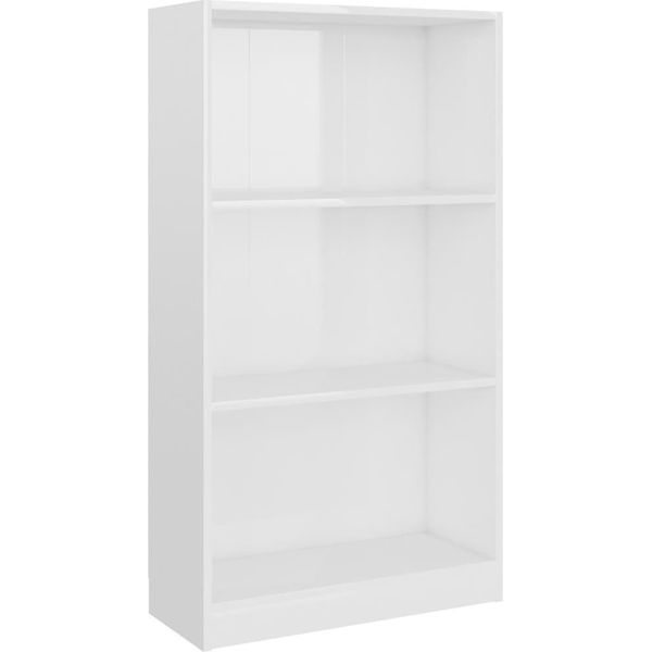 Vidaxl Libreria A 3 Scomparti Bianco Lucido 60X24X109 Cm Materiale Legno-image