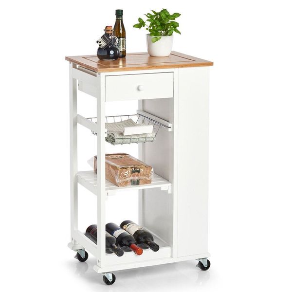 Carrello Da Cucina Su Rotelle Con Lato Destro In Bambù, 50 X 37 X 86,5 Cm, Zeller-image