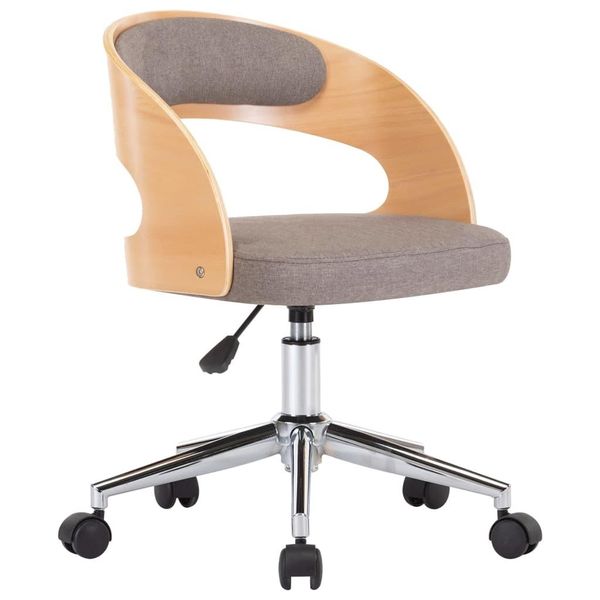 Sedia Da Ufficio Girevole In Legno Curvato E Tessuto Color Tortora-image