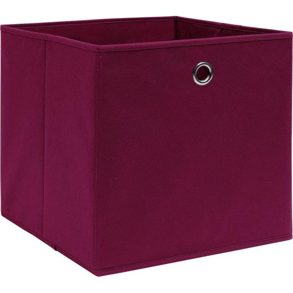 Vidaxl Scatole Portaoggetti 10 Pz. Tessuto Rosso Scuro 32X32X32 Cm-image