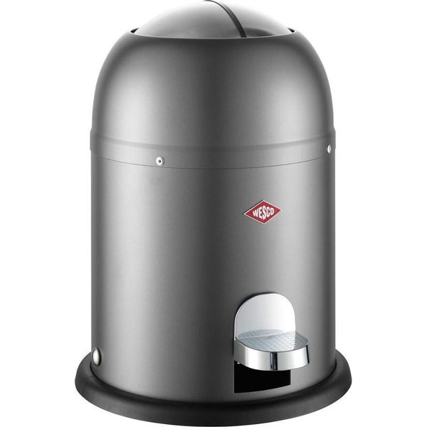 Wesco Mini Master Cestino Cosmetico Con Pedale, Cestino Dei Rifiuti, Cestino Della Spazzatura, Cestino Cosmetico, Lamiera D'acciaio, Grafite Opaca, 6 L, 180112-77-image