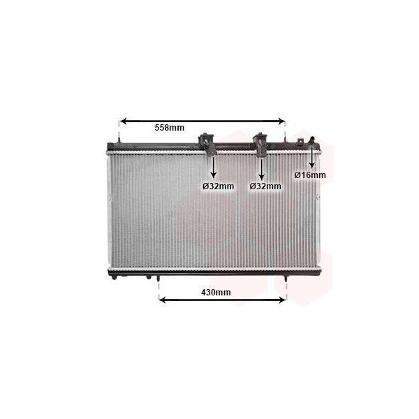 Van Wezel 09002229 Radiatore Radiatore Acqua Radiatore Motore Per Fiat Ulysse (179) Adatto Per Peugeot 407 Sw (6E) 807 Mpv 407 (6D) 607 (9D, 9U) Per CitroËN-image