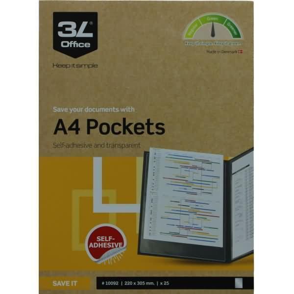Tasche Trasparenti Autoadesive 3L A4 (220 X 305 Mm) Con Apertura In Alto, Confezione Da 25 Pezzi-image