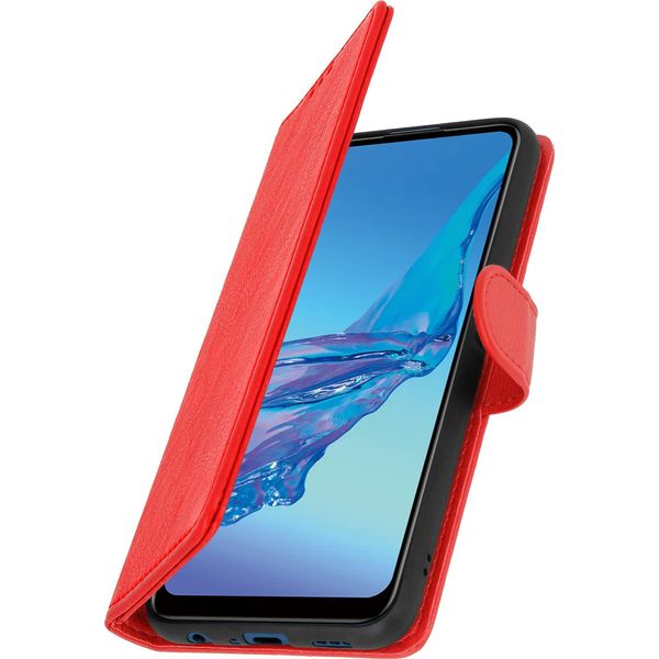 Custodia In Pelle Finta Con Funzione Di Supporto Per Oppo A53 - Rosso-image