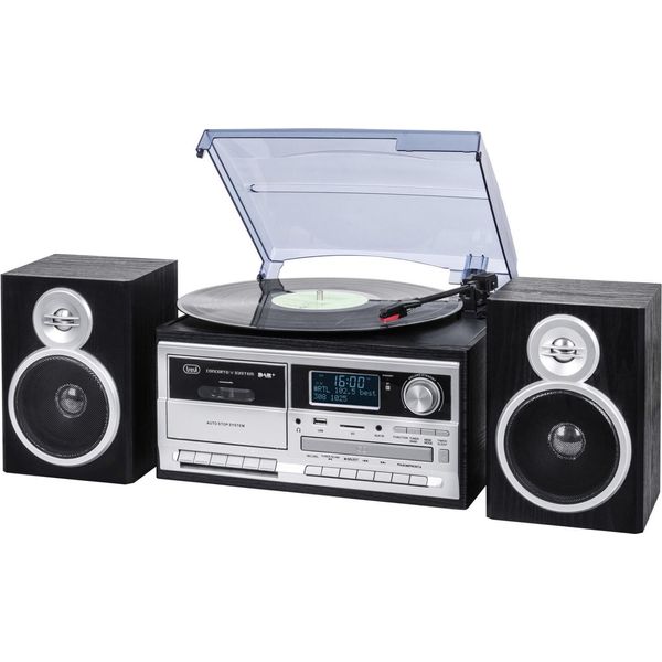 Trevi Dab+ Stereo Turntable 25W Wireless Usb Sd AUX-IN Cassette Encoding Tt 1072 Dab Nero-image