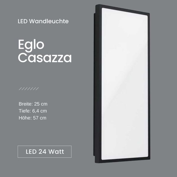 Eglo 99534 Casazza Led Parete/Soffitto Per Esterni 18,5W Nero Bianco Caldo IP44-image