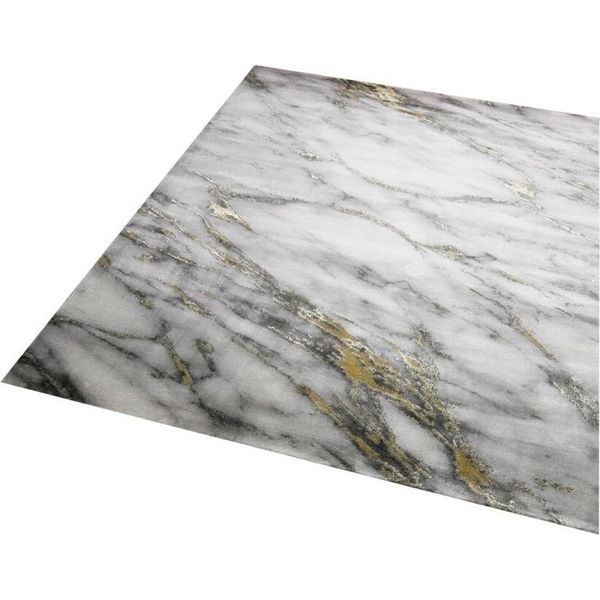 Tappeto Moderno Da Salotto Effetto Marmo In Grigio Crema Oro Dimensioni - 200 X 290 Cm-image