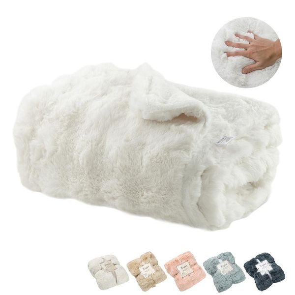Coperta Bianca Accogliente Coperta Divano Peluche Super Morbida Coperta Soggiorno Flanella Coperta Divano Coperta Tiro Coperta Coperta Divano Coperta Per Letto Divano Camera Da Letto Ufficio 160X200Cm-image